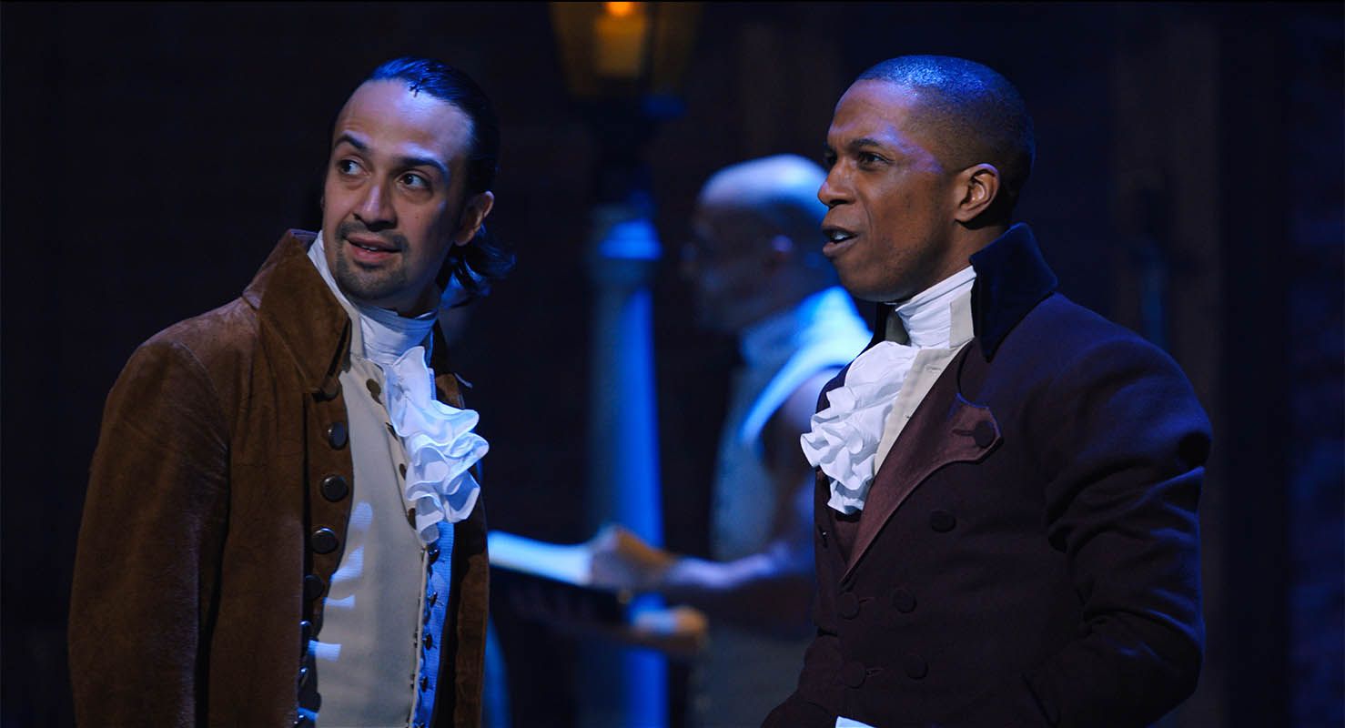 Lin Manuel Miranda and Leslie Odom Jr. in Hamilton