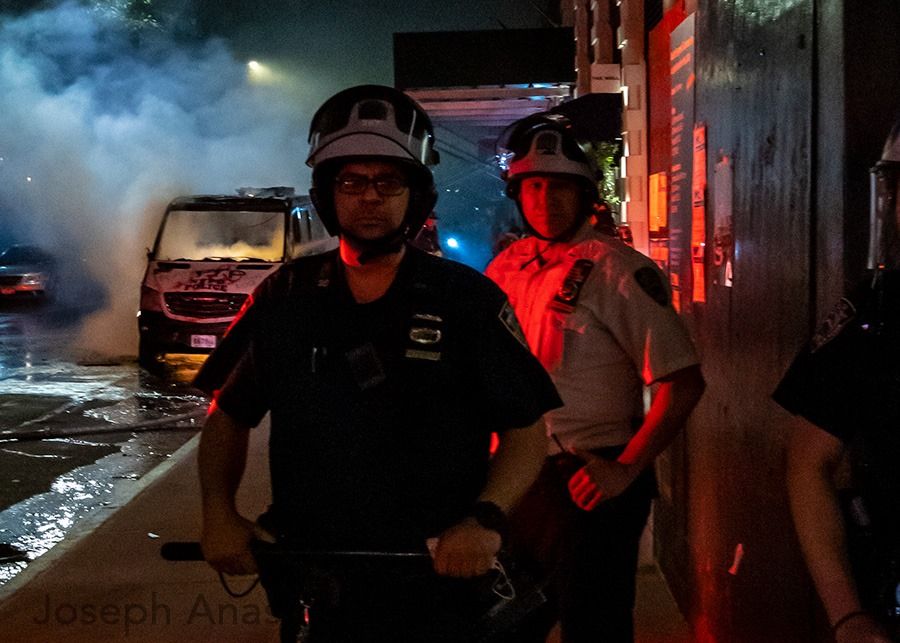 Police officers in Union Square George Floyd Protests on May 30, 2020