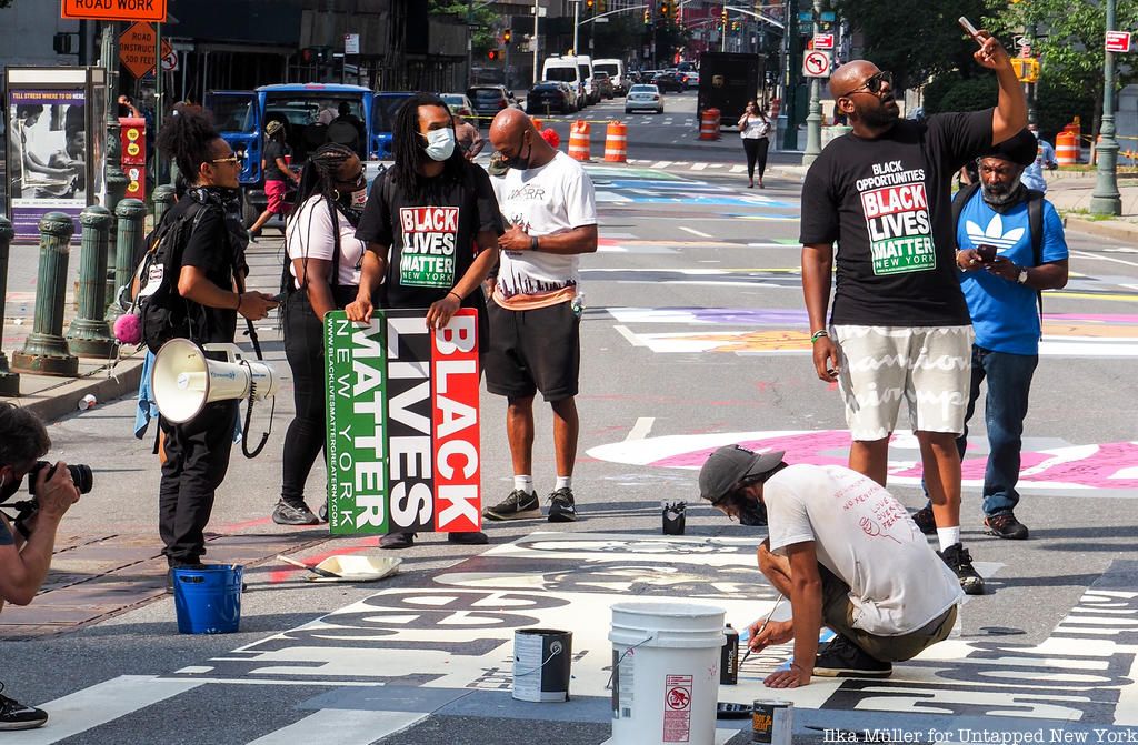 Artists working on Black LIves Matter mural