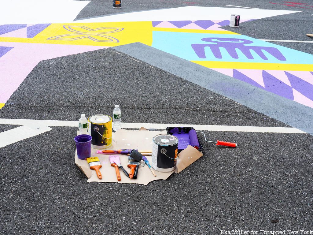 Paint supplies at Black Lives Matter Mural in Foley Square