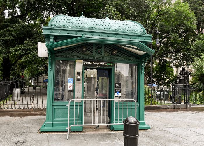 The clean City Hall Subway elevator entrance