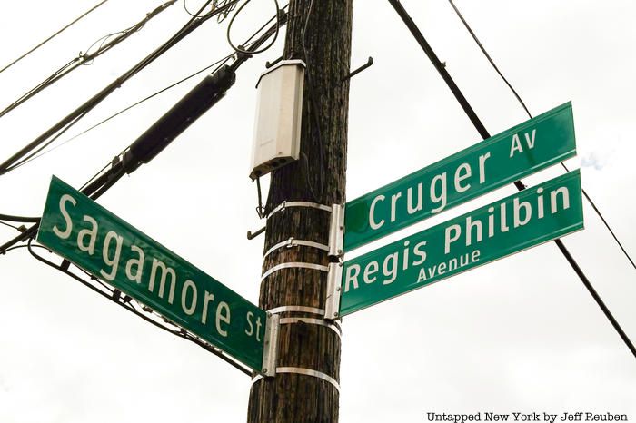 Street sign dedicated to broadcaster Regis Philbin