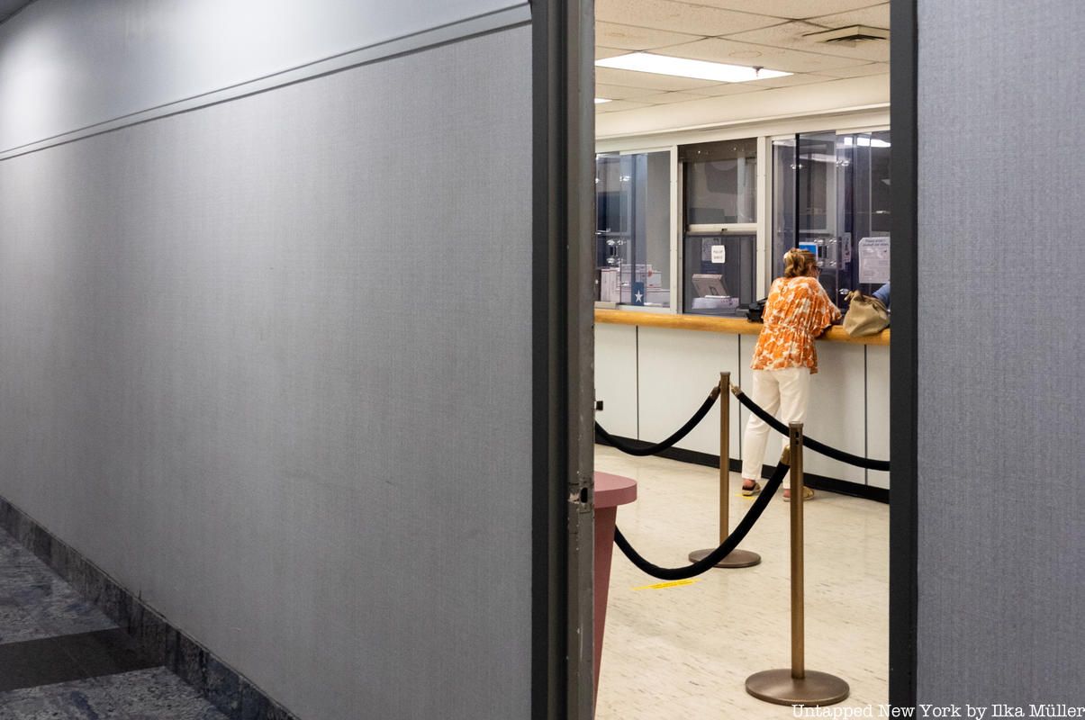 Look through the door at the Appraisers Store Post Office in Manhattan