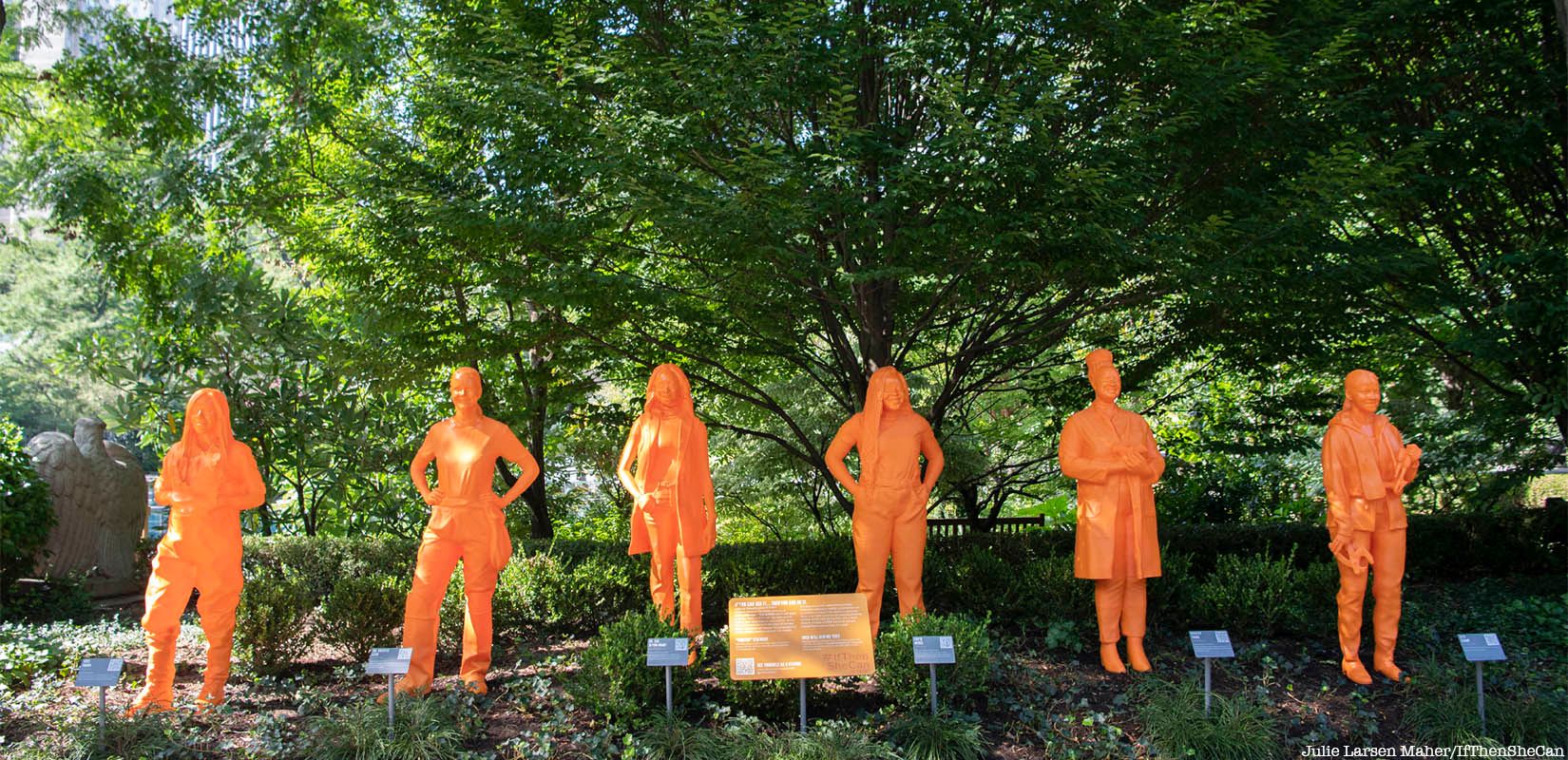 #IfThenSheCan women's sculptures in Central Park Zoo