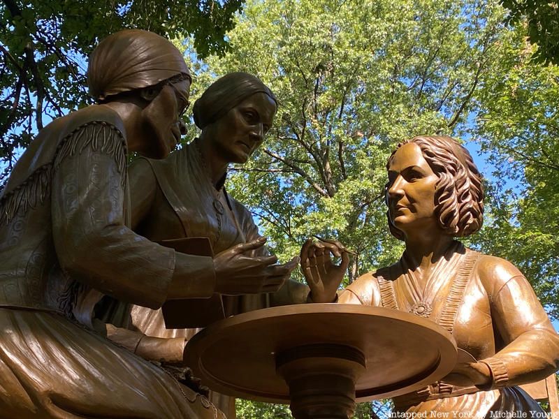 Close up of Women’s Rights Pioneers Monument