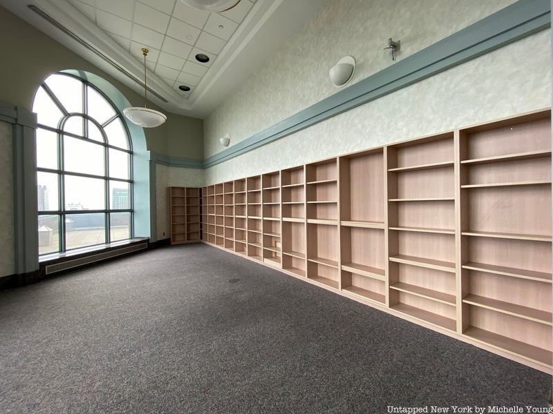 empty bookshelves