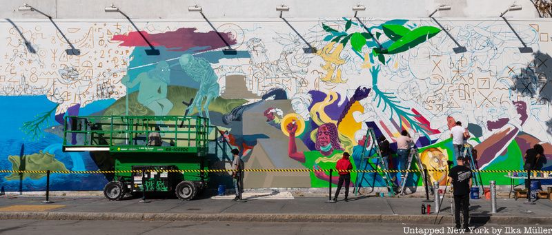 symbols on underlayer of bowery wall