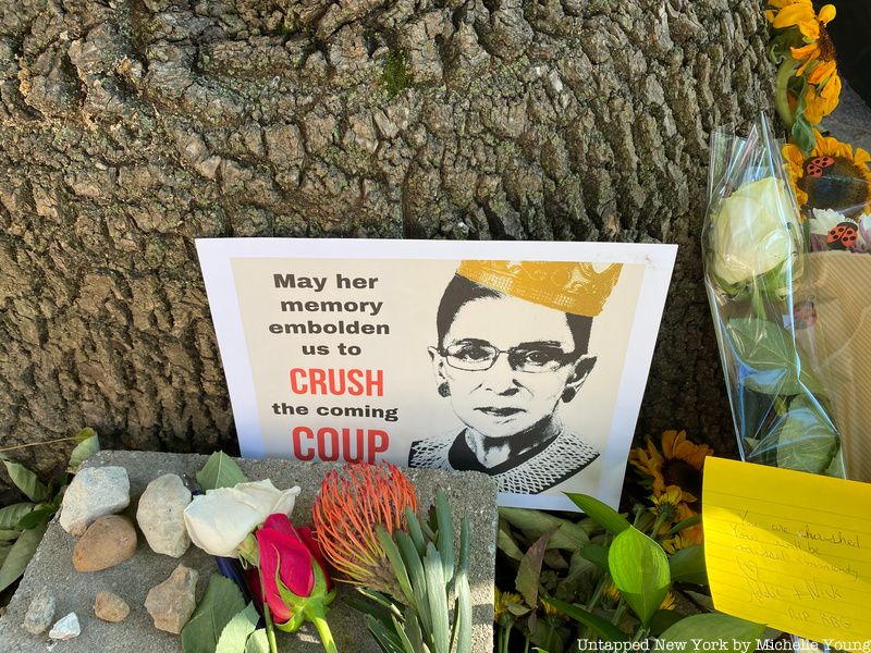 signs at Ruth Bader Ginsburg's childhood home