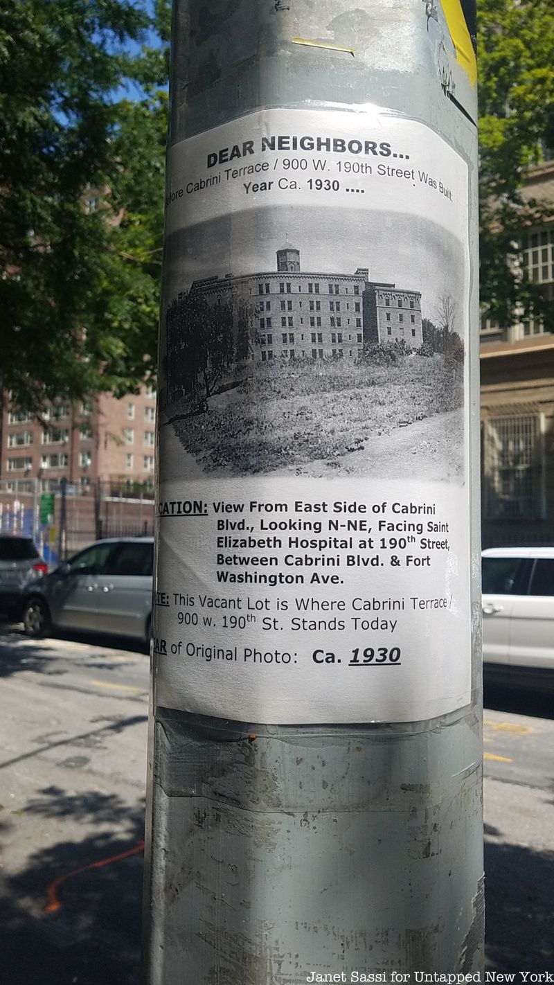 Washington Heights historic sign on lamppost