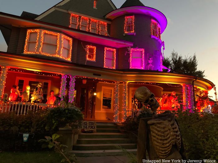 Halloween decorations on Albermarle Road in Flatbush, Brooklyn