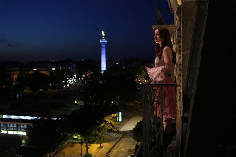 Lily Collins near Bastille