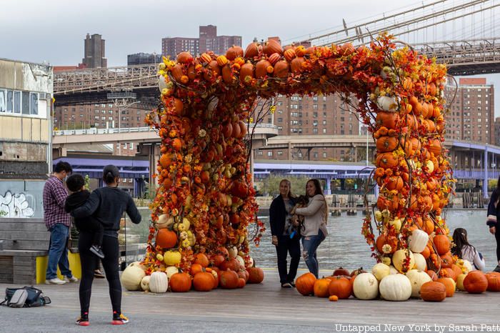 A giant pumpkin arch