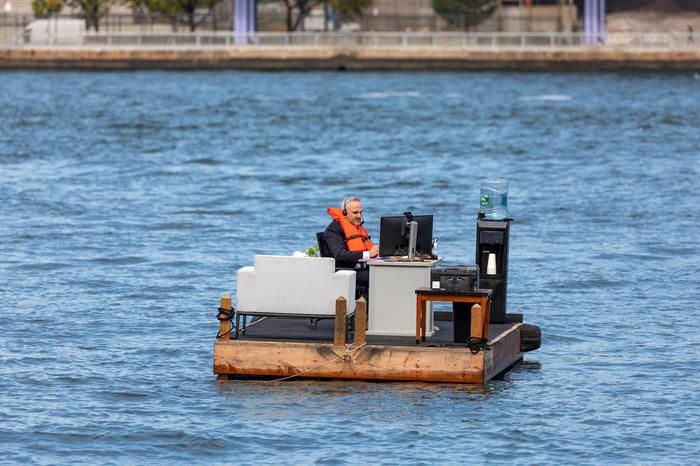 Getting to the socially distanced office floating in NYC's East River