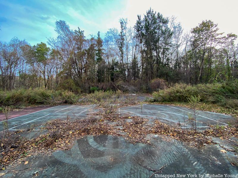 Abandoned tennis court at Donald J Trump State Park