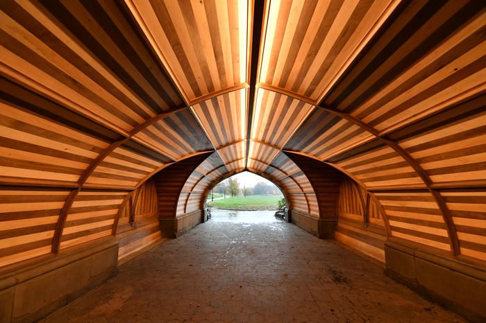 Inside the newly restored Endale Arch