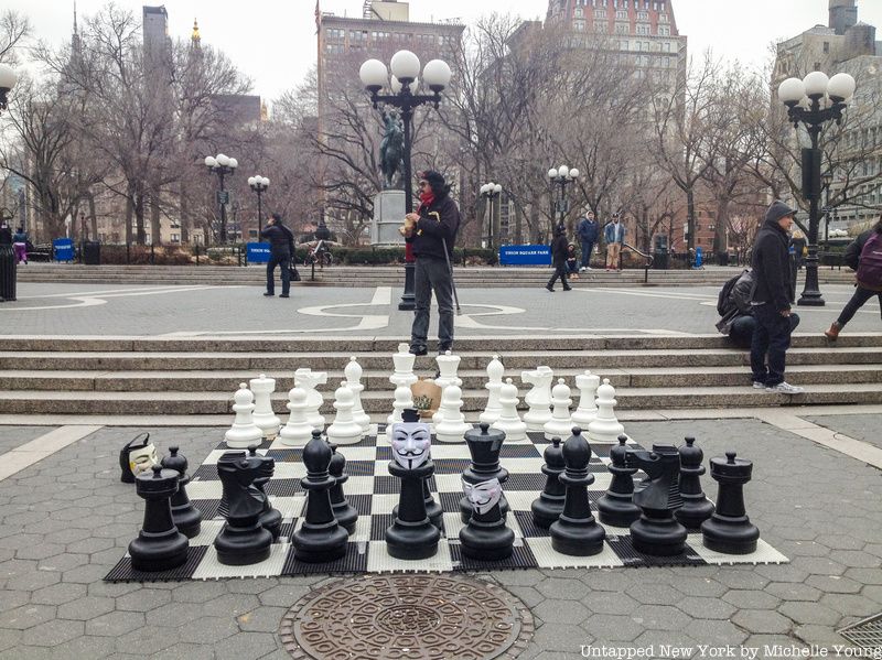 Giant chess board in Union Square