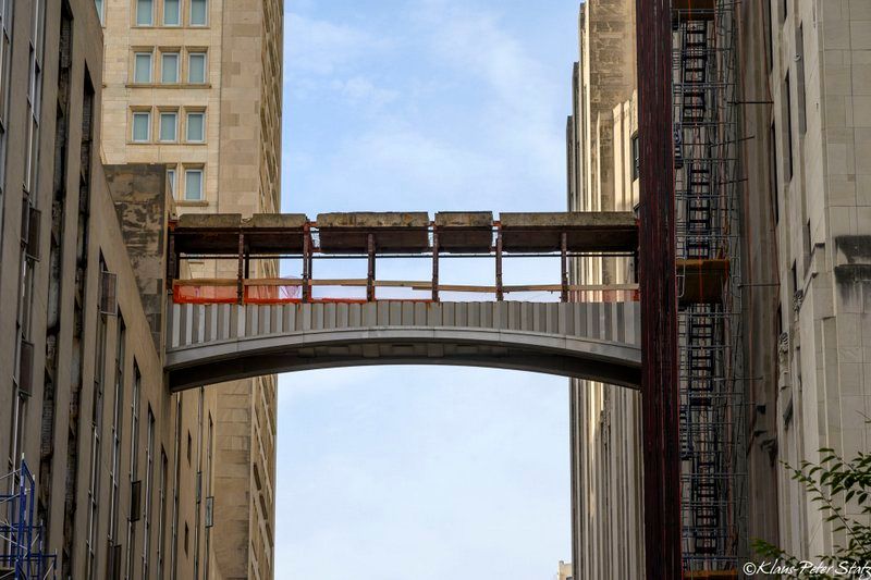 MetLife Sky Bridge mid demolition