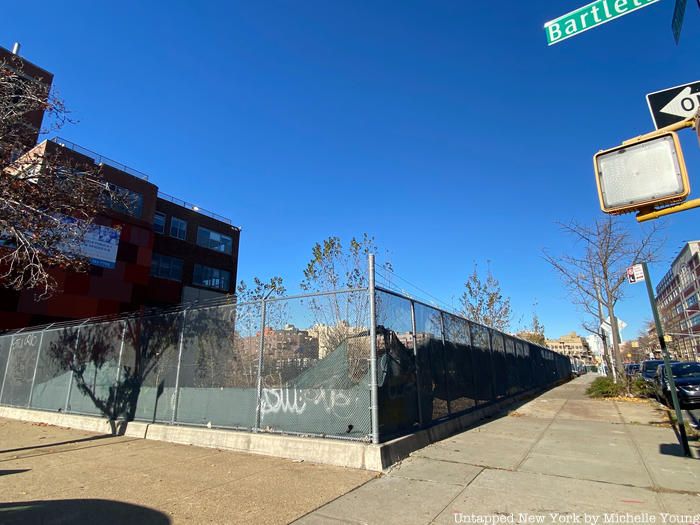 An empty lot at the site of Pfizer's original 1849 factory