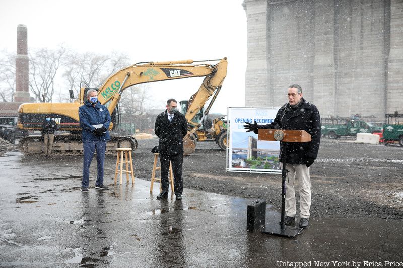 Bill de Blasio, Eric Landau, and Steven Levin