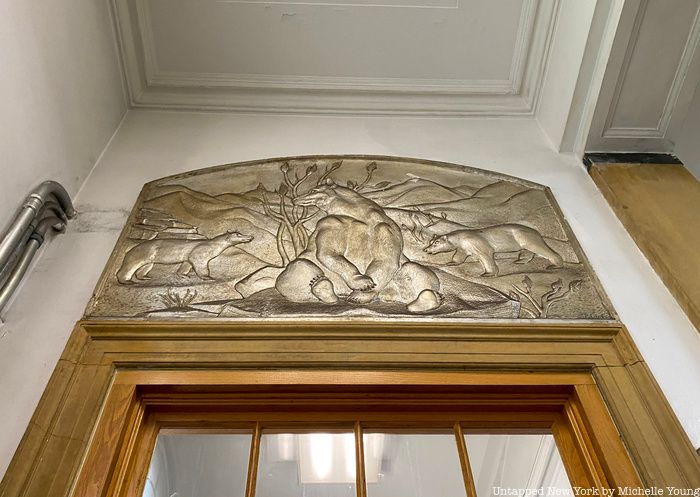 Paul Fiene's bas relief bronzework in old chelsesa post office