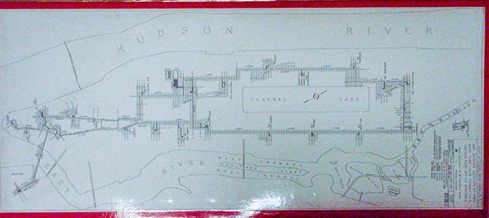 Pneumatic Tube Mail system map of New York City