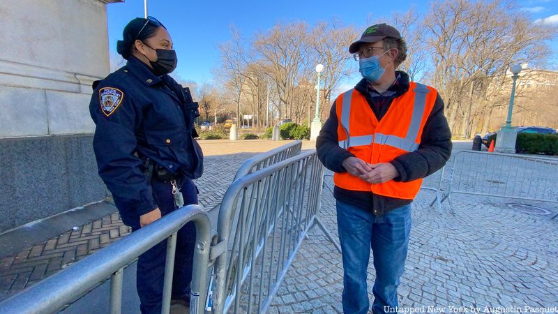 Going behind the NYPD barriers