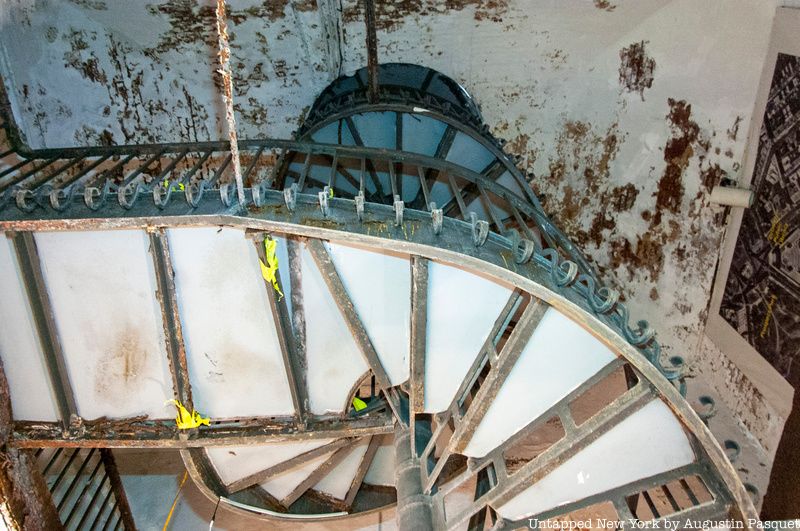 Looking up at the staircase