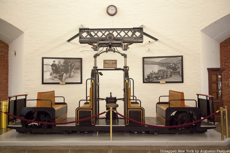 Vintage US Capitol subway car with wicker seats