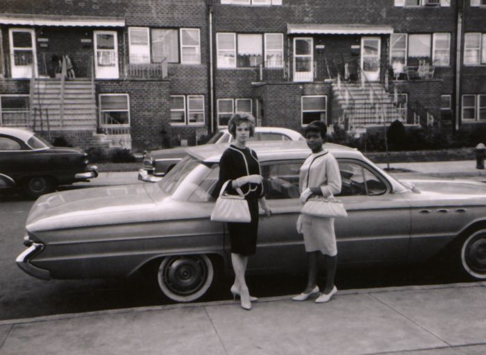 Carole King outside her Brooklyn apartment in the 1960s