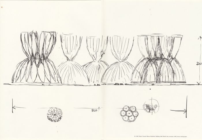 Louis Kahn's sketch of the GM Pavilion for the World's Fair