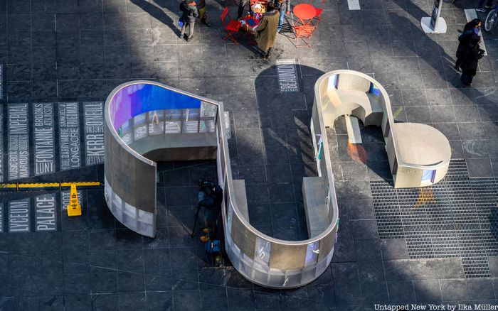 Aerial photo of Love Letters in Times Square