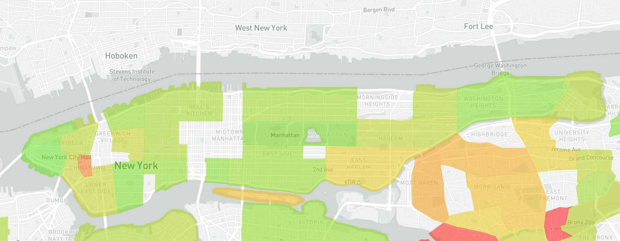 Manhattan internet speeds map. 