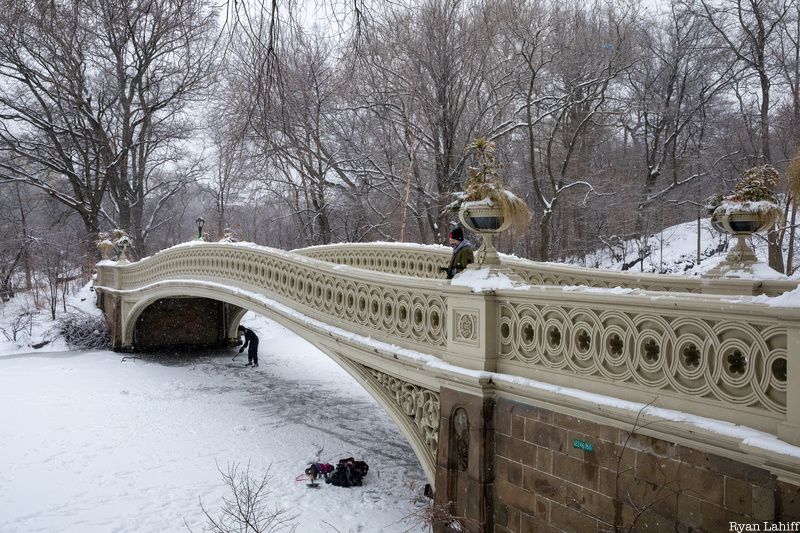 Bow Bridge with frozen Lake