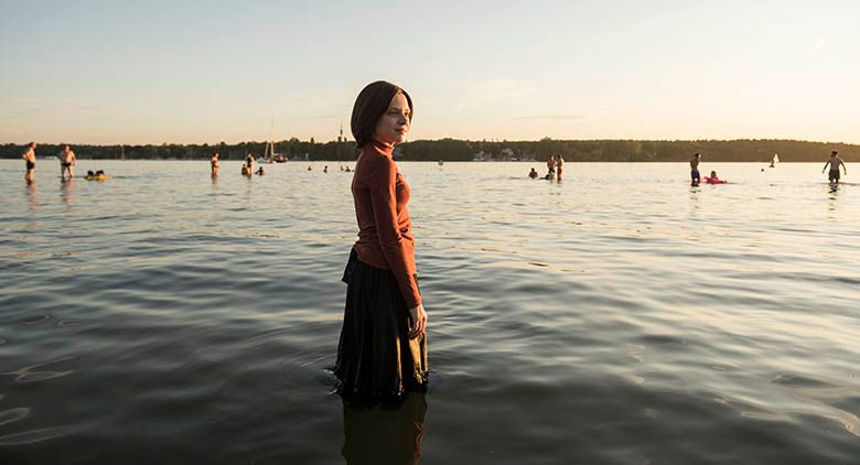 Esty Shapiro at Wansee Lake, an Unorthodox filming location