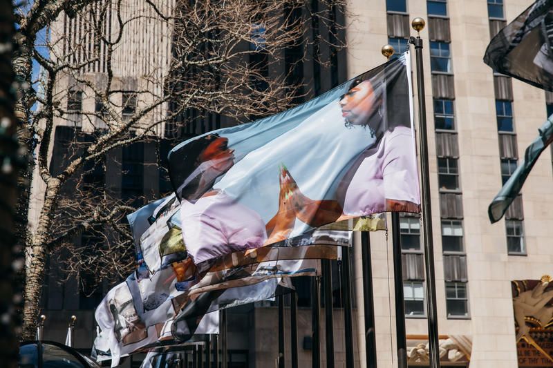 The Flag Project display at Rockefeller center