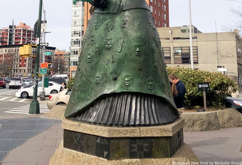 Faces on skirt of Swing Low, memorial to Harriet Tubman