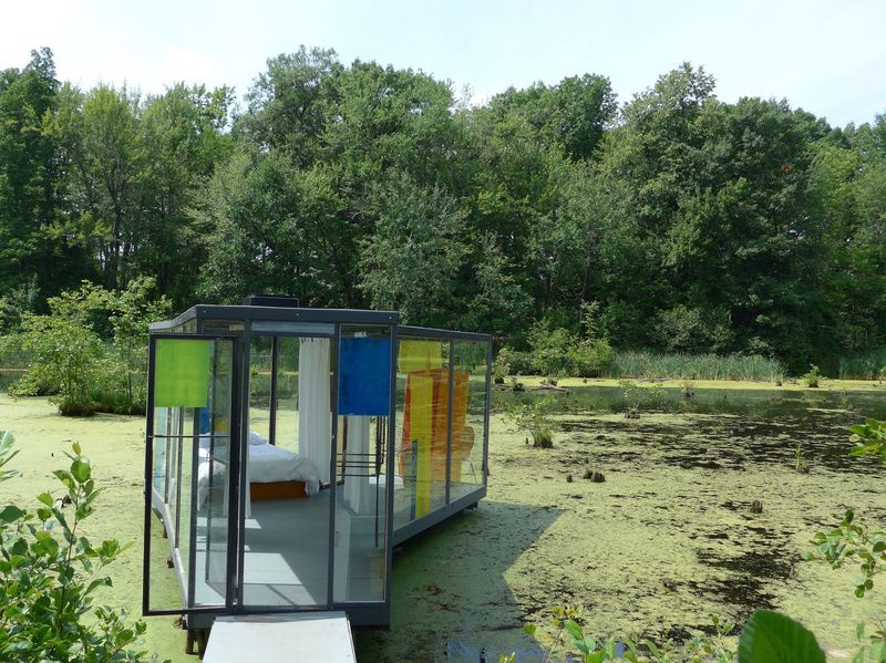 Rob Fischer, Omi Pond House, 2016 Steel & glass, 20' 9" x 13' 7" at one of many New York Sculpture parks