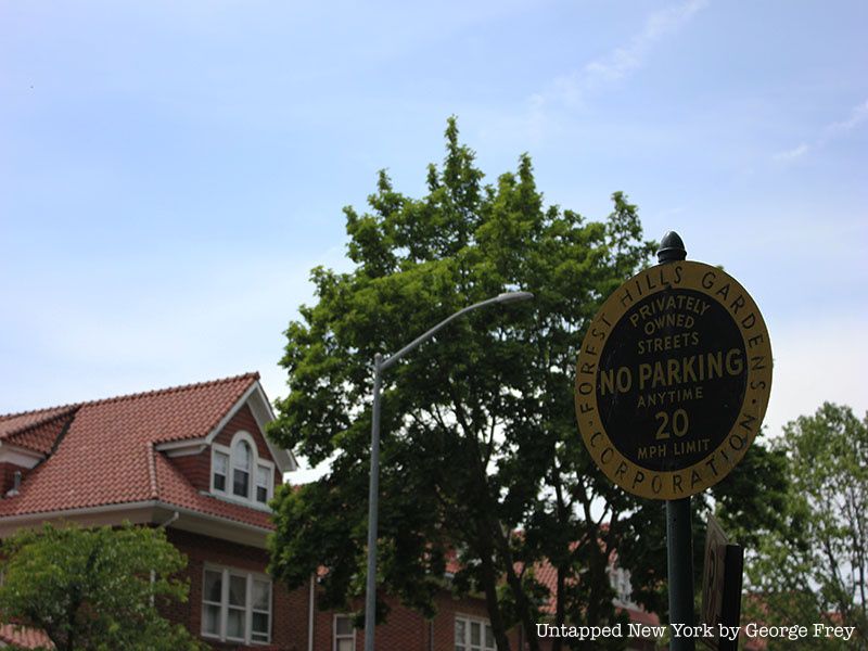 Forest Hills Gardens Corporation Gated Community No Parking Sign