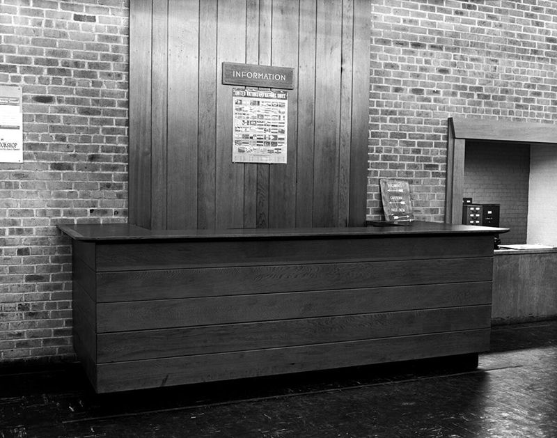 Information booth at Lake Success. Photo from United Nations archive.