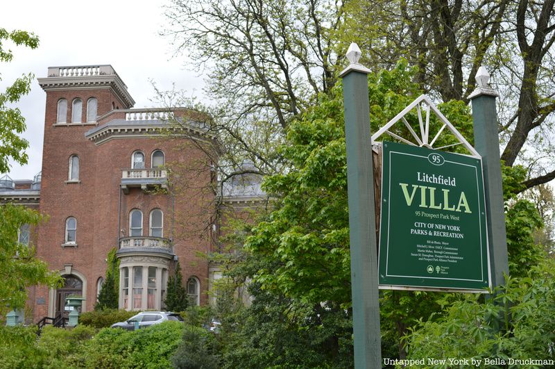 Exterior of Litchfield Villa and sign.