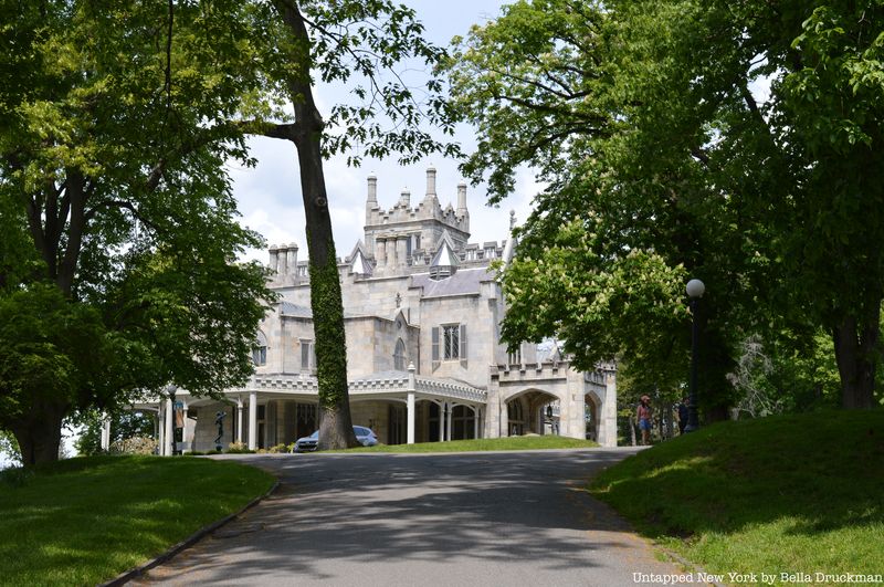 Exterior view of Lyndhurst Mansion in Tarrytown, New York.