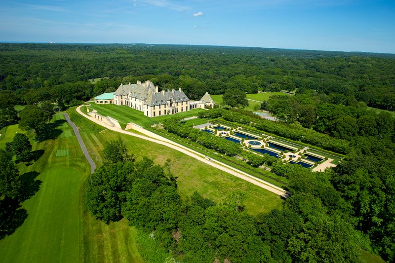 Exterior view of OHEKA CASTLE in Huntington, New York. 