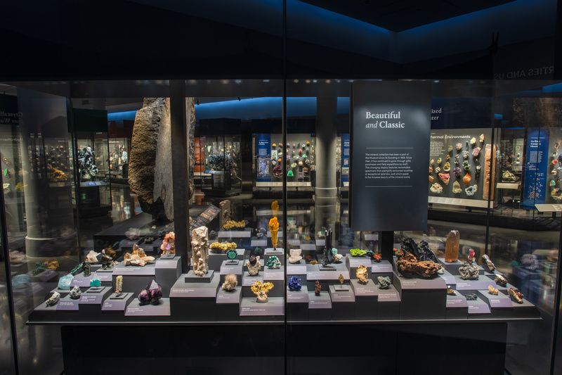 Beautiful and Classic Display in the Allison and Roberto Mignone Hall of Minerals at the American Museum of Natural History