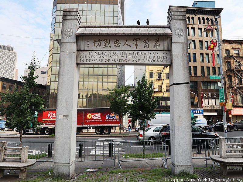 monument on Mott Street in Chinatown