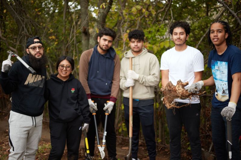 Members of the team that restored the East Causeway in the Ridgewood Reservoir.