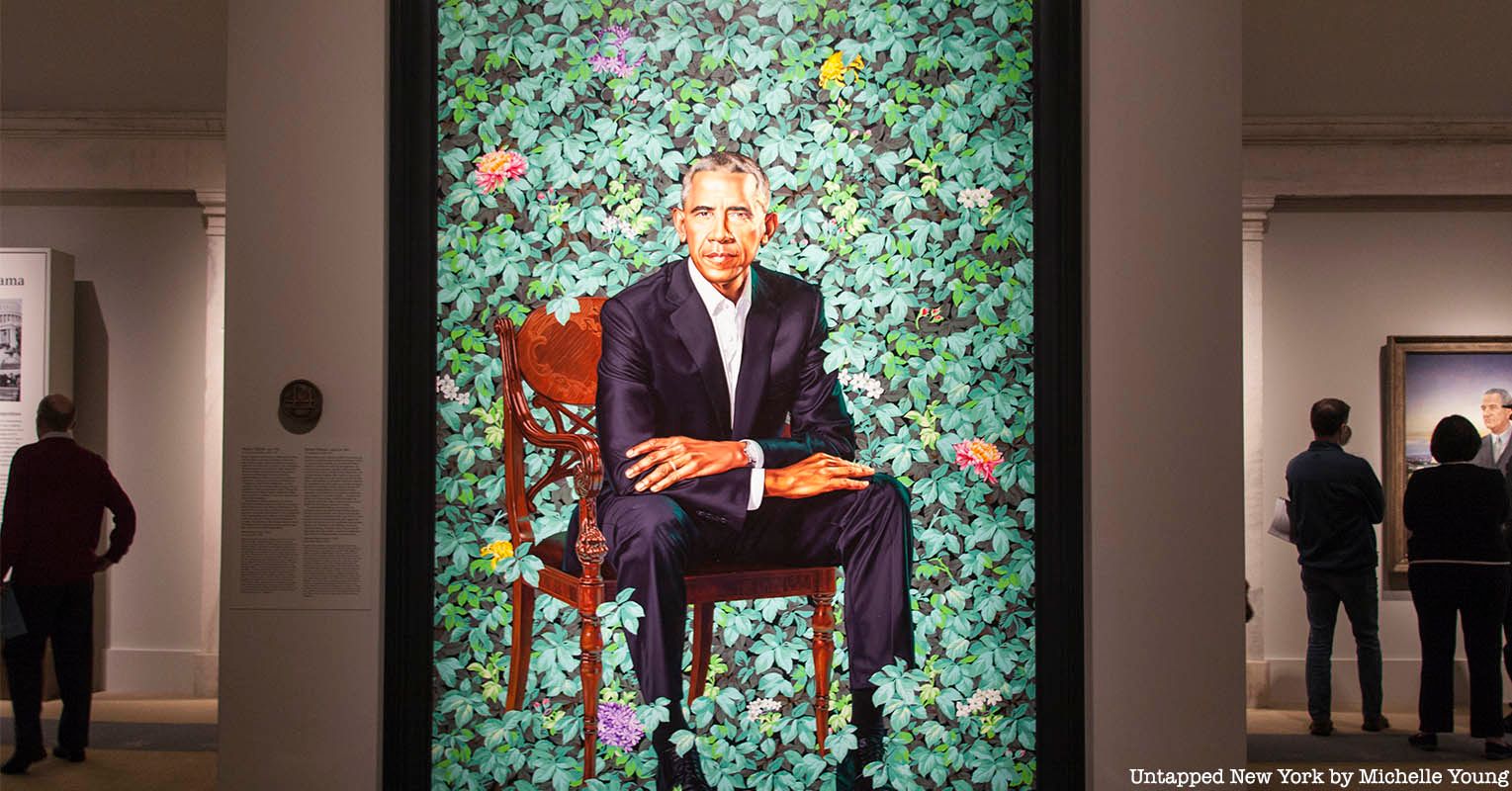 Barack Obama portrait in National Gallery by Kehinde Wiley