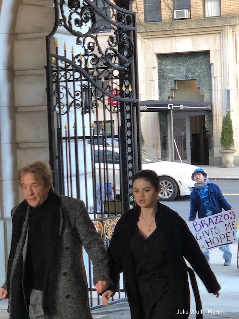 Selena Gomez and Martin Short at gate of Belnord