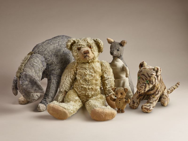 Winnie-the-Pooh dolls in the Polonsky Exhibition of NYPL Treasures