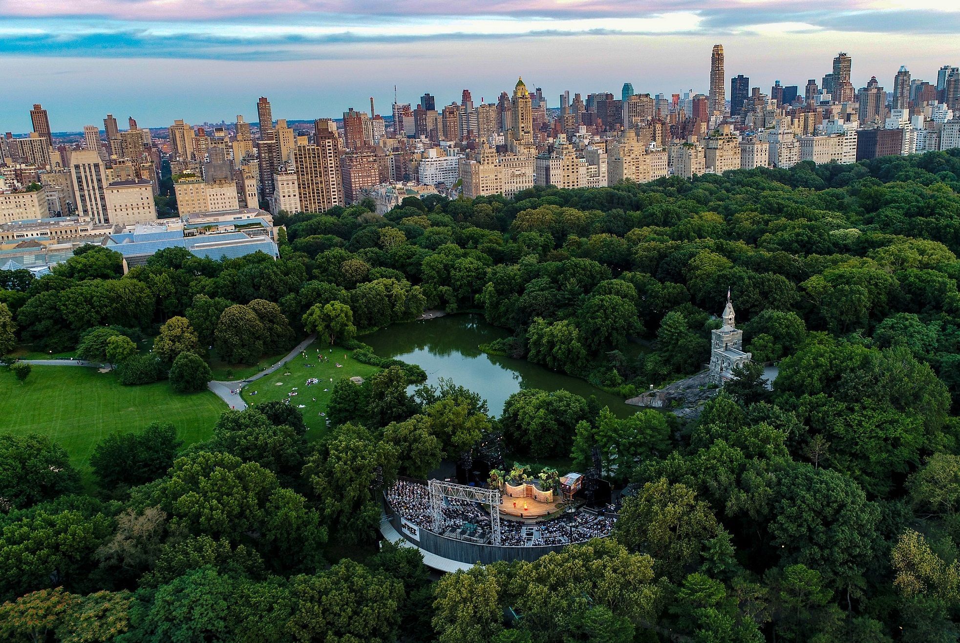 Central Park Delacorte theater aerial