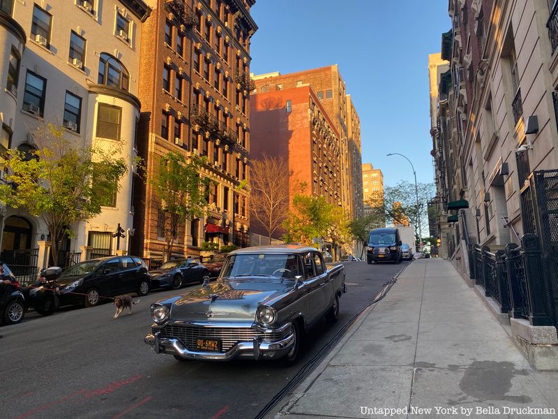 Vintage car with license plate on the set of Marvelous Mrs. Maisel.